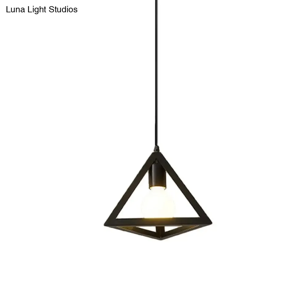 Iron Hanging Pendant Light with Black Industrial Design - Perfect for Dining Rooms or Suspended Over Tables