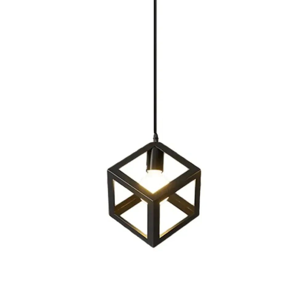 Iron Hanging Pendant Light with Black Industrial Design - Perfect for Dining Rooms or Suspended Over Tables