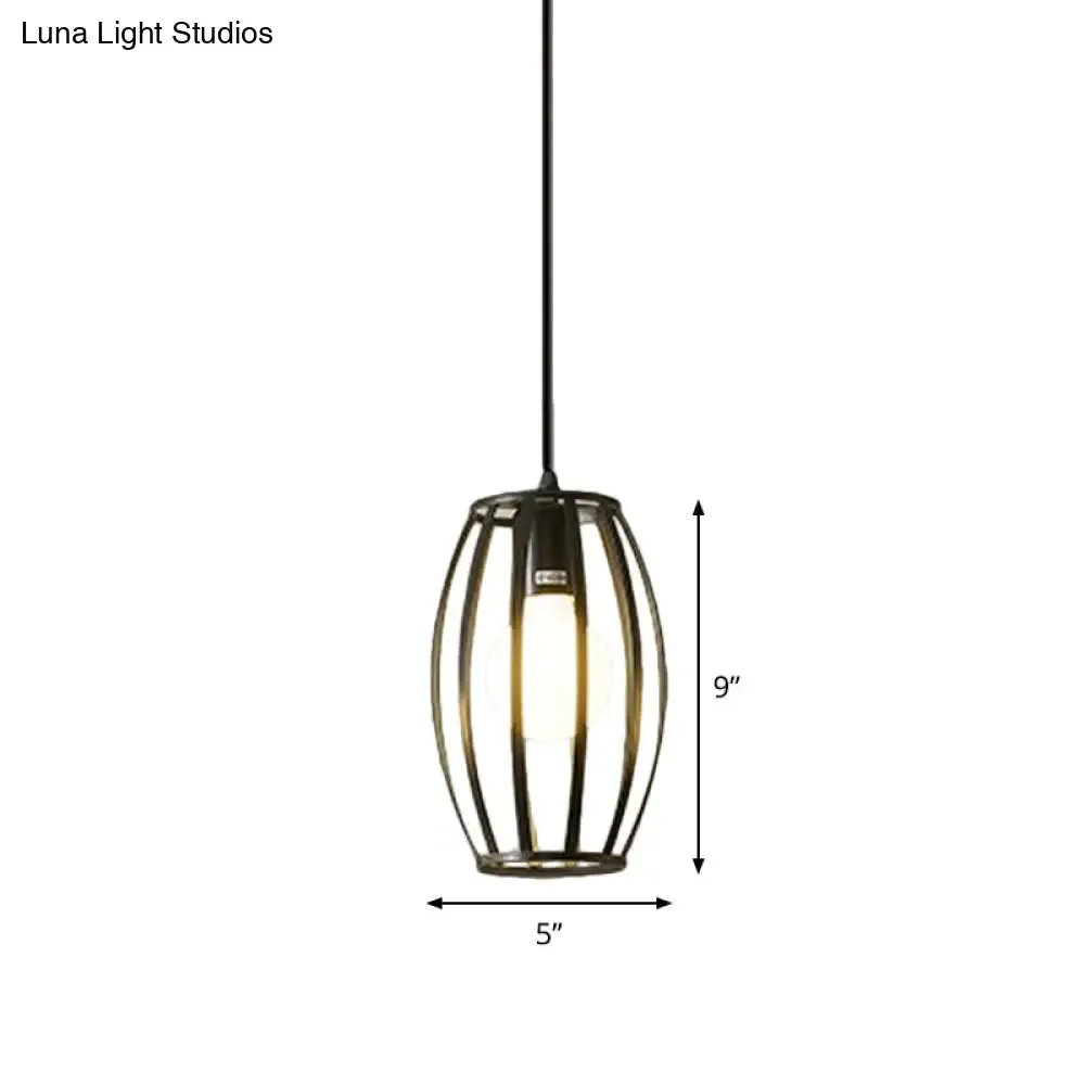 Iron Hanging Pendant Light with Black Industrial Design - Perfect for Dining Rooms or Suspended Over Tables