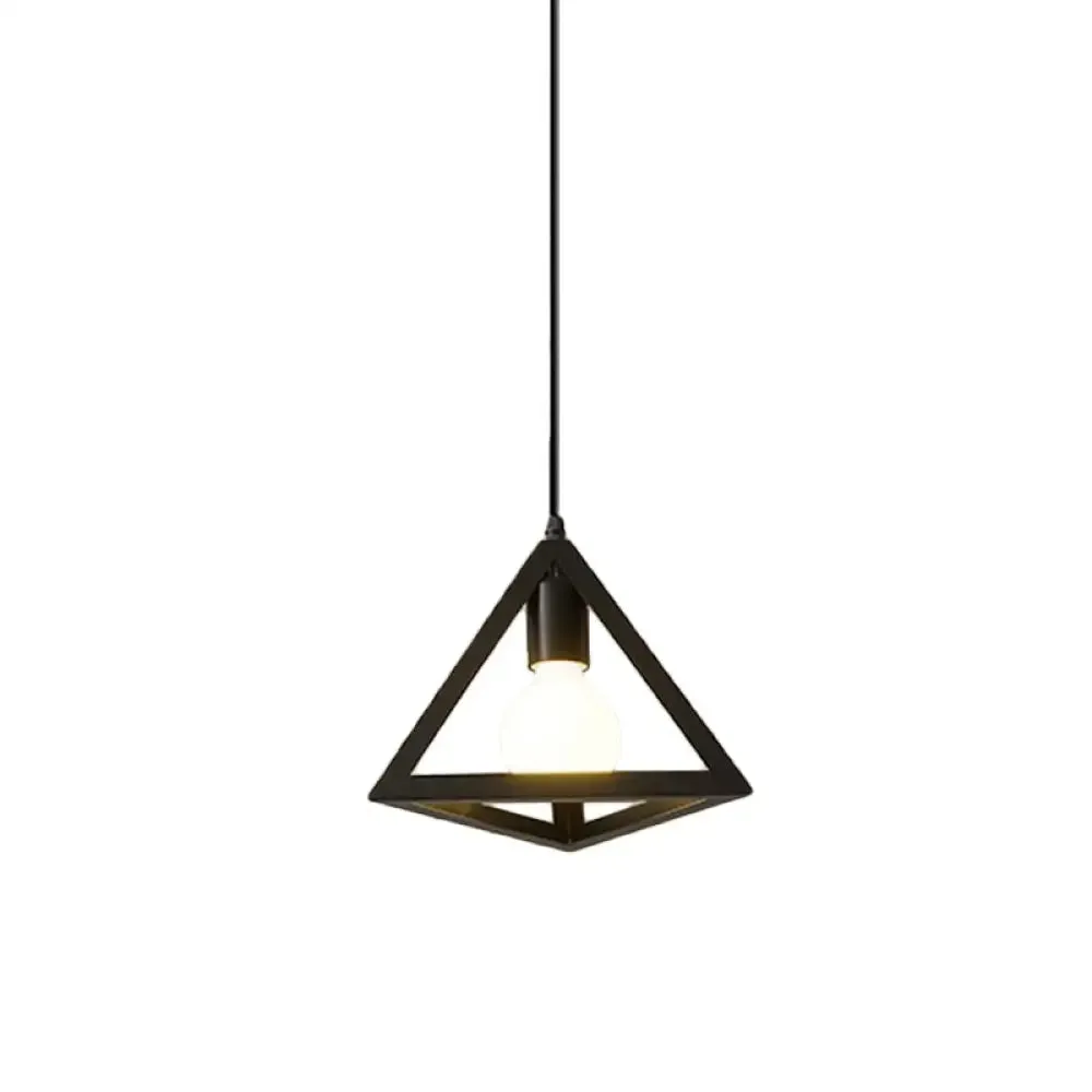 Iron Hanging Pendant Light with Black Industrial Design - Perfect for Dining Rooms or Suspended Over Tables