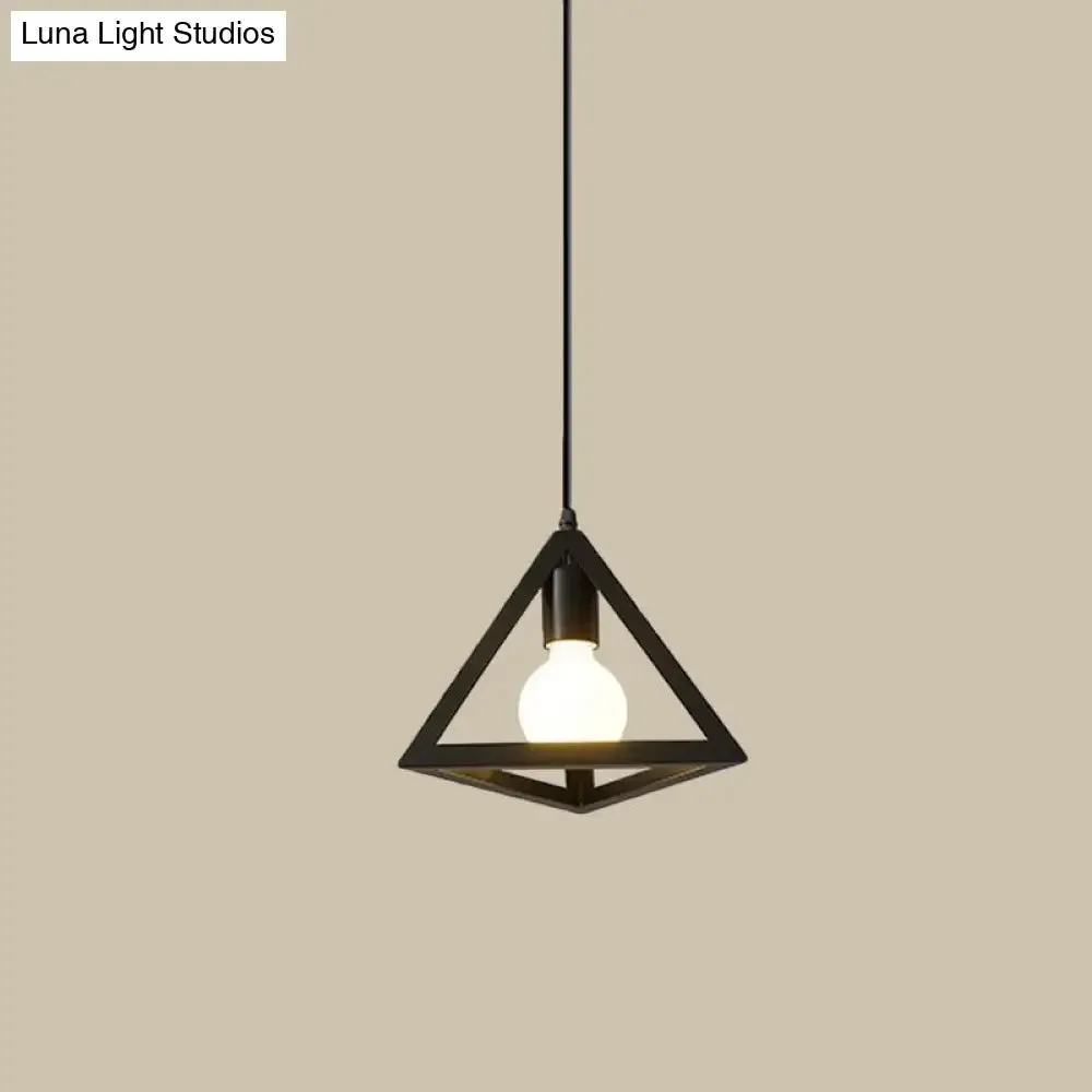 Iron Hanging Pendant Light with Black Industrial Design - Perfect for Dining Rooms or Suspended Over Tables