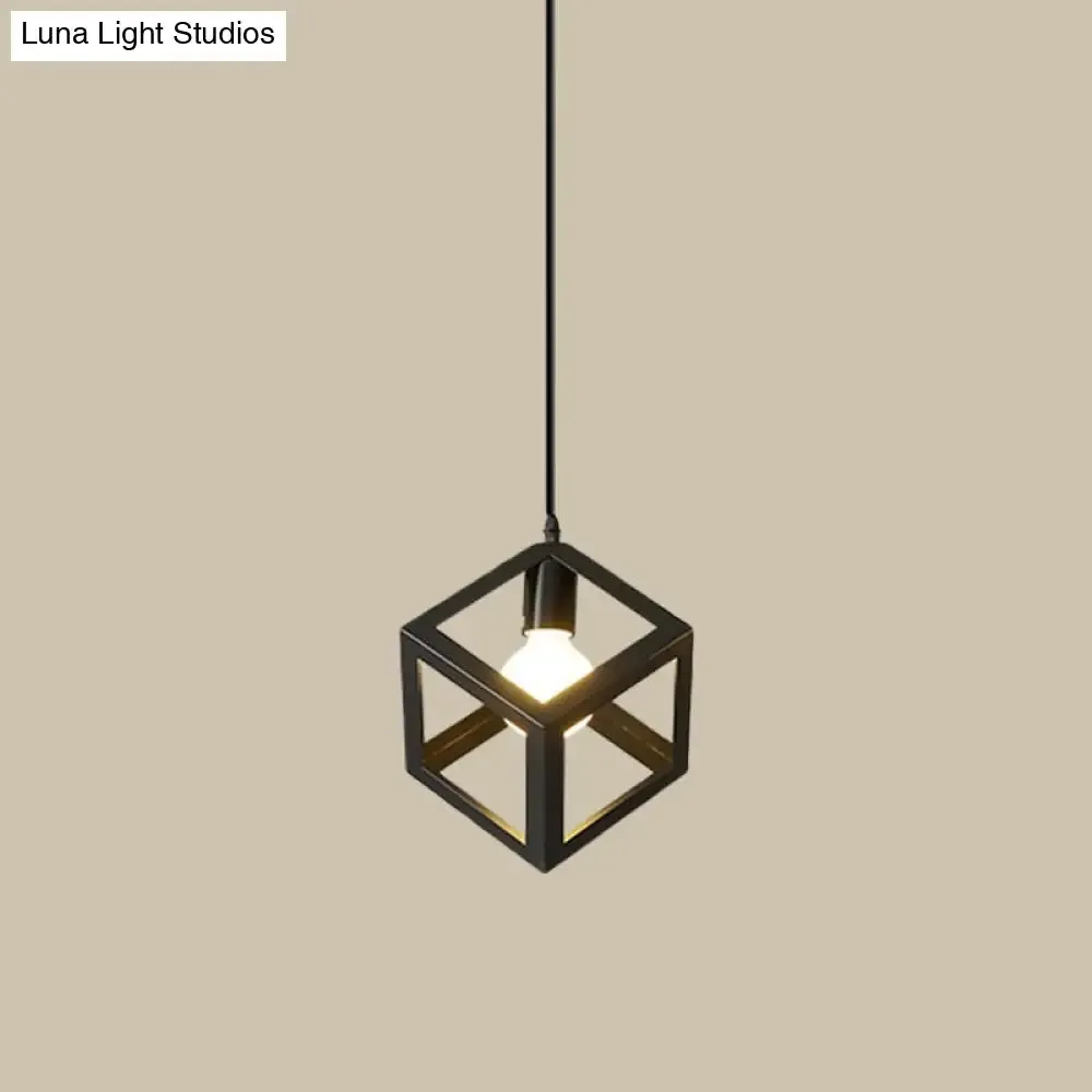 Iron Hanging Pendant Light with Black Industrial Design - Perfect for Dining Rooms or Suspended Over Tables