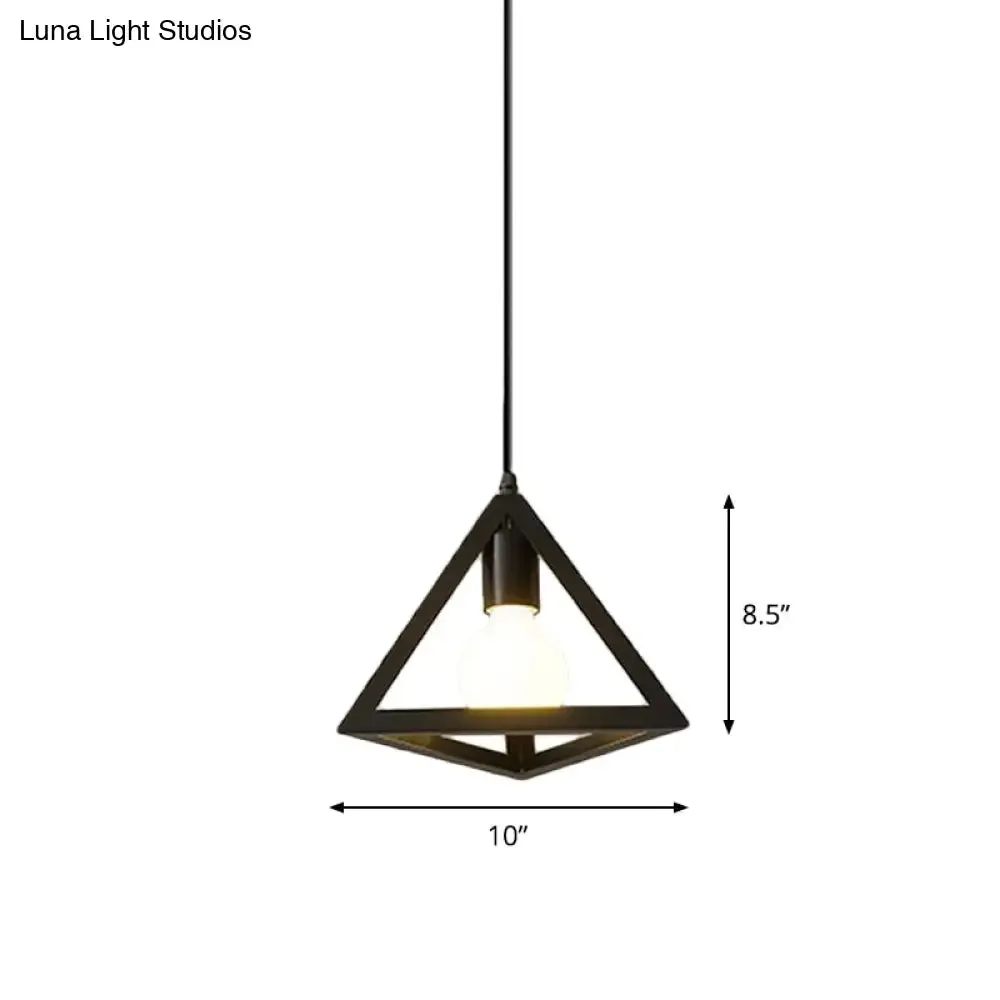 Iron Hanging Pendant Light with Black Industrial Design - Perfect for Dining Rooms or Suspended Over Tables