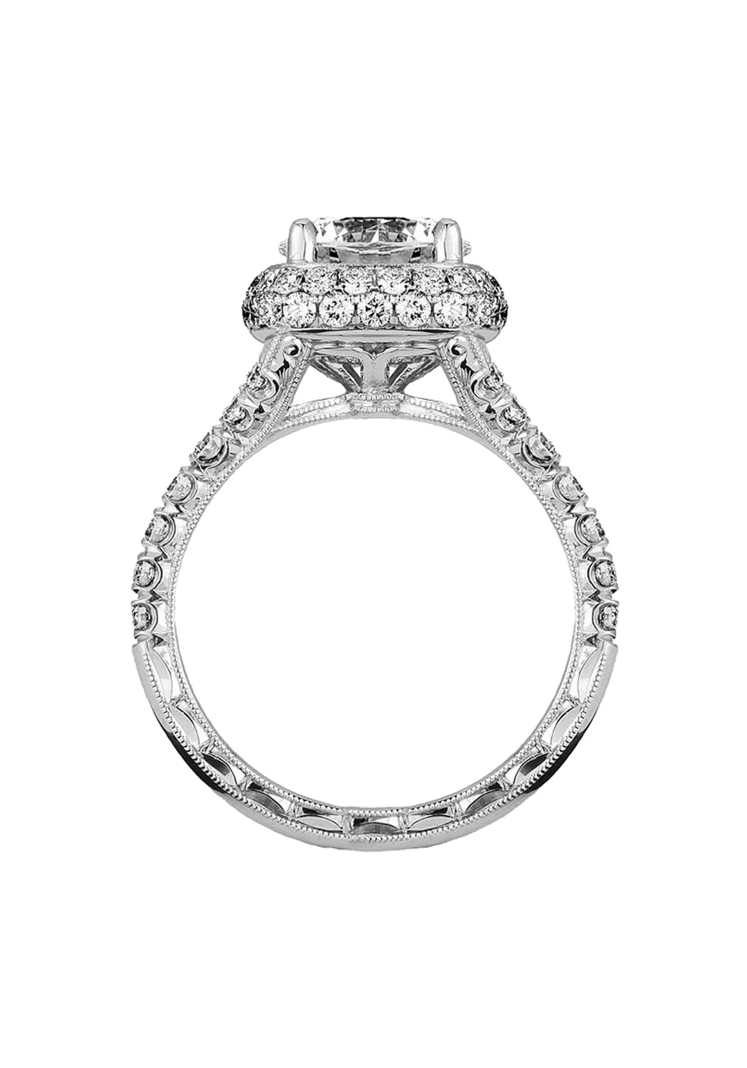 Jack Kelége Platinum Halo Semi-Mount Diamond Ring