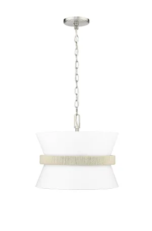 Kimbry Pendant - Brushed Nickel - Fabric Shade - 16.1in. Diameter - E12 Candelabra Base