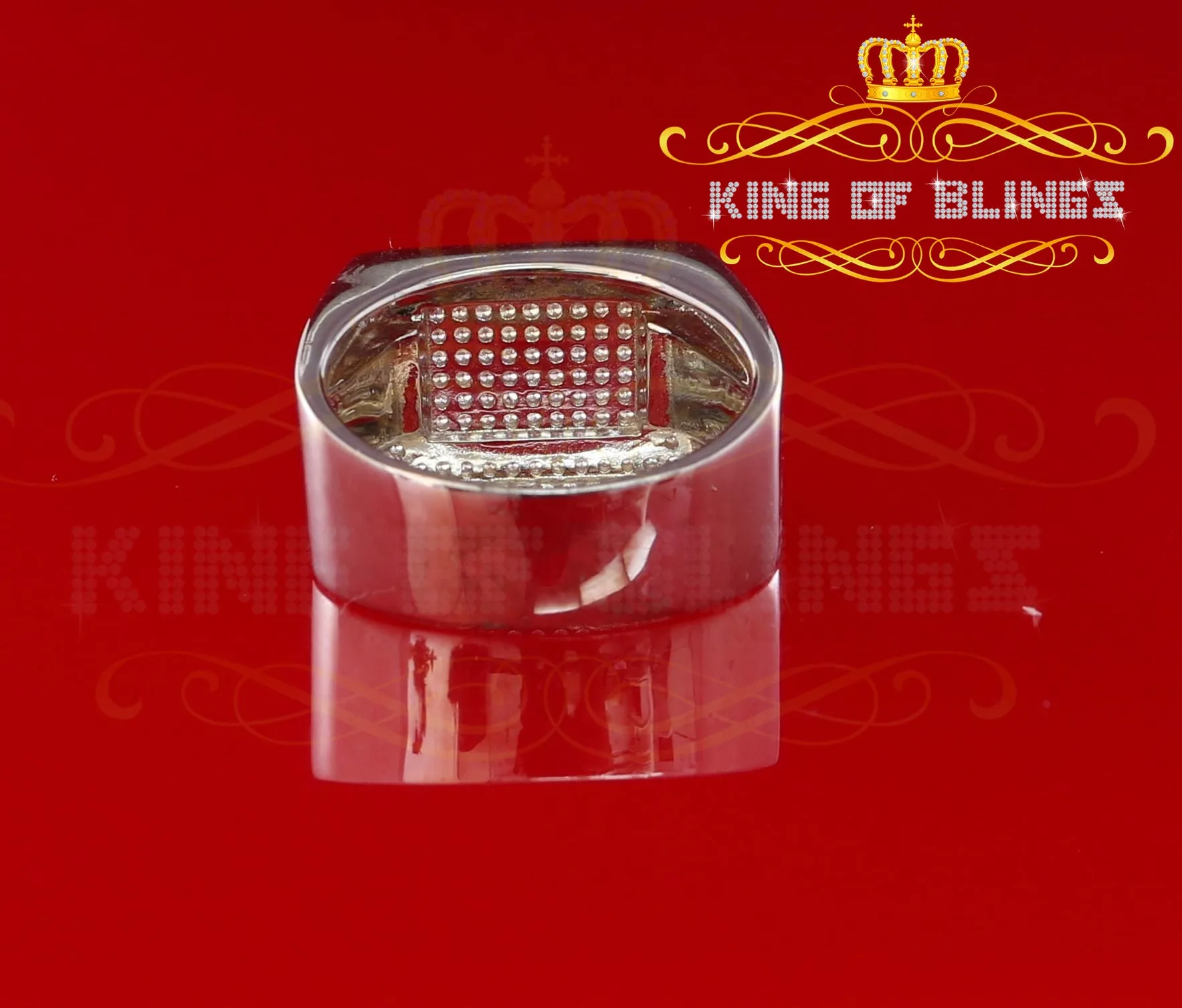 King Of Bling'sWhite Silver 0.85ct Cubic Zirconia Fashion Luxury Rectangle Men's Rings Size10