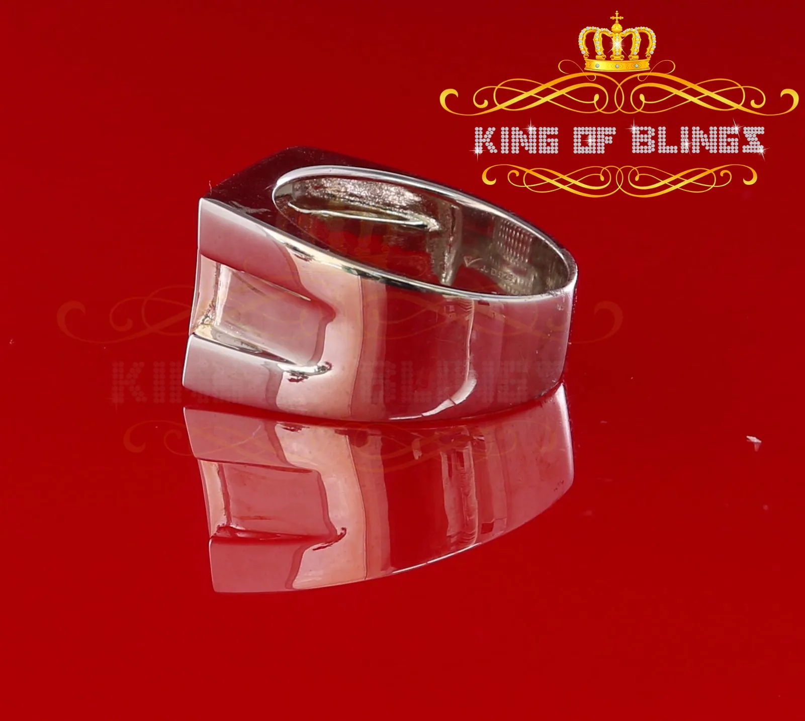 King Of Bling'sWhite Silver 0.85ct Cubic Zirconia Fashion Luxury Rectangle Men's Rings Size10