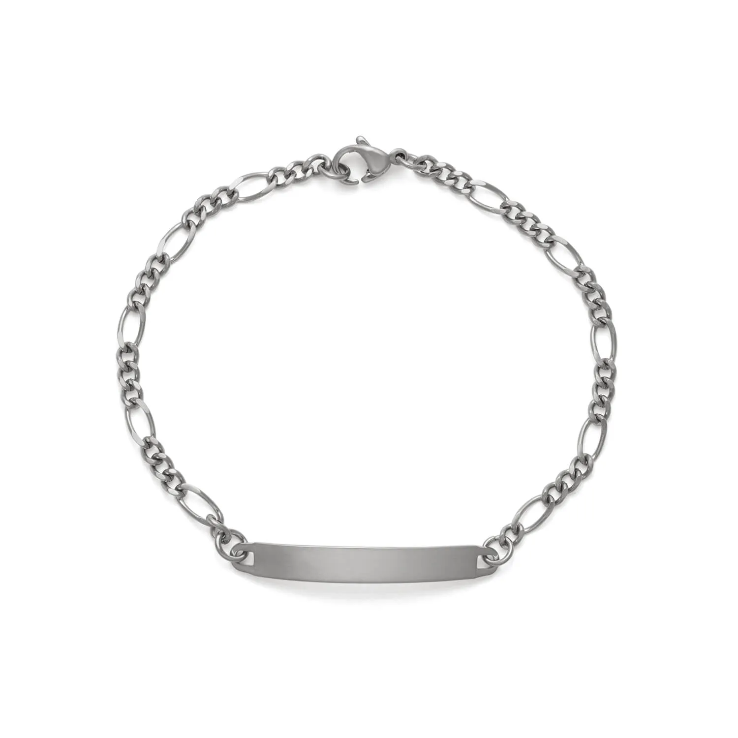 Ladies’ ID Figaro Bracelet with Polished Plaque