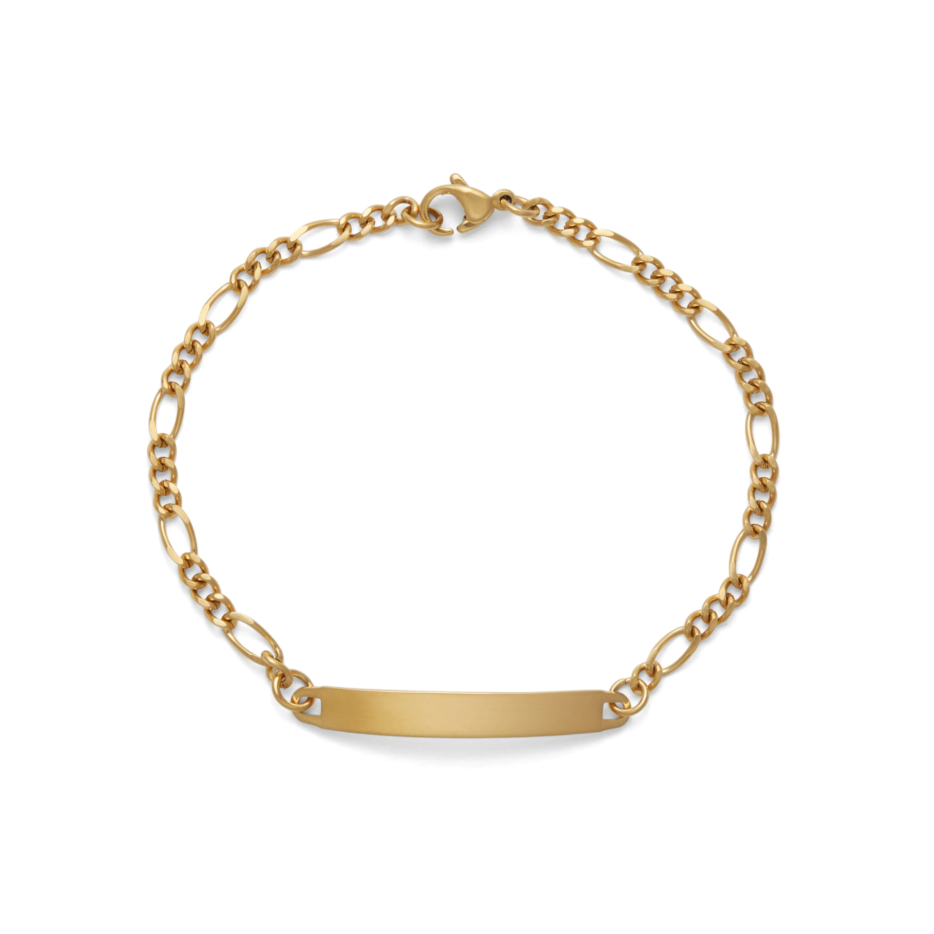 Ladies’ ID Figaro Bracelet with Polished Plaque