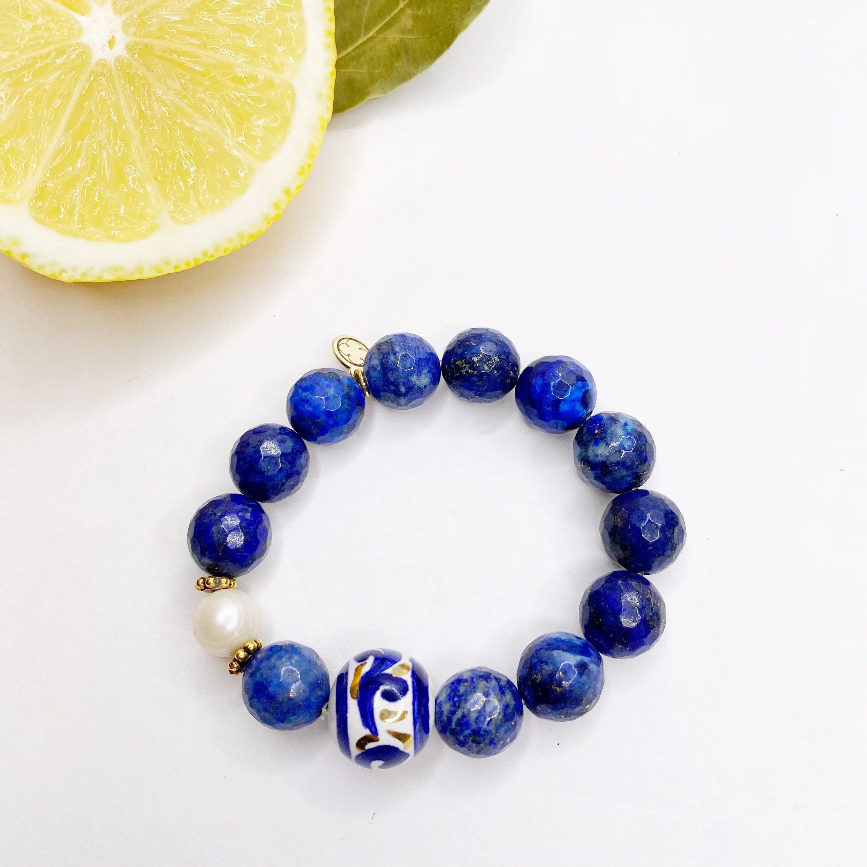 Lapis with Handpainted Ceramic Pallina