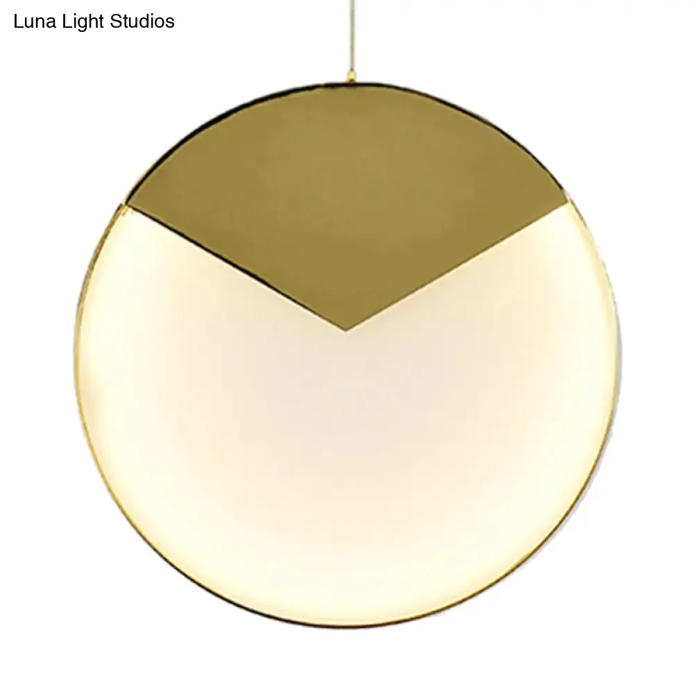 LED Gold Milk Glass Pendant Ceiling Lamp for Modern Living Room"