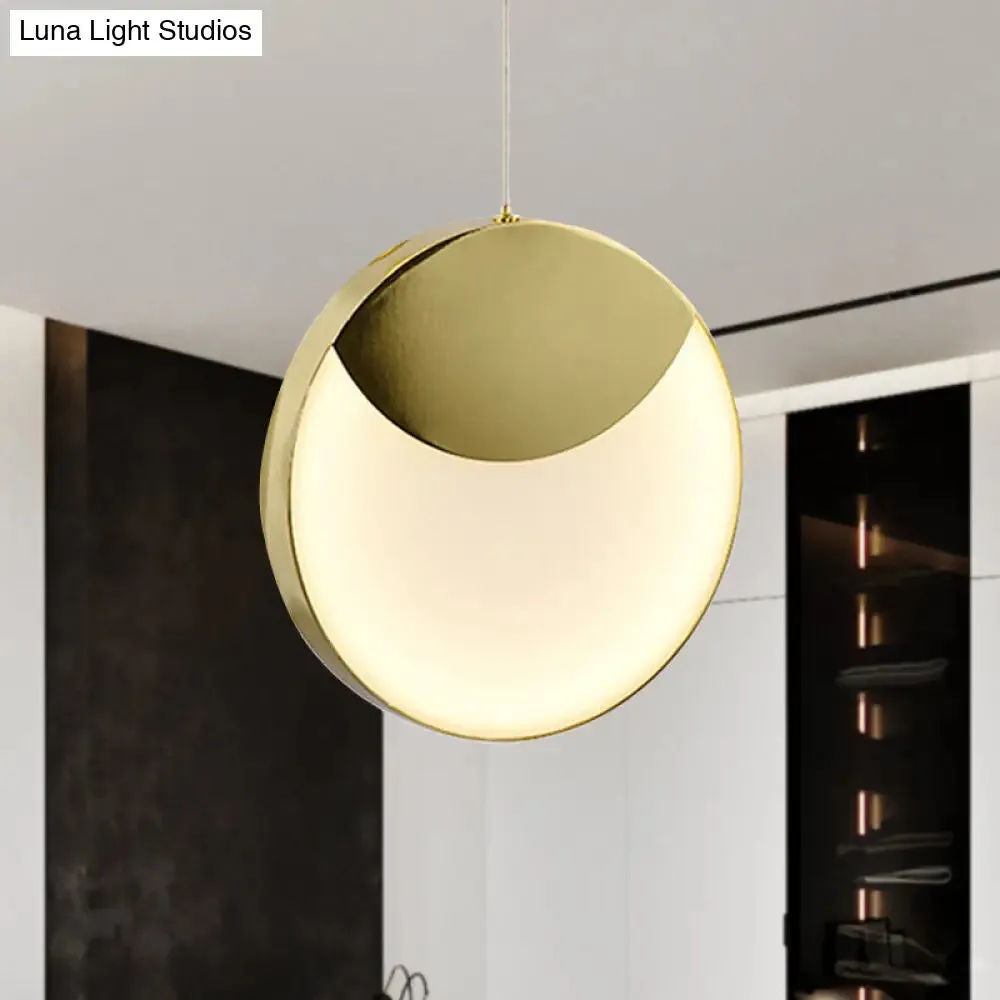 LED Gold Milk Glass Pendant Ceiling Lamp for Modern Living Room"