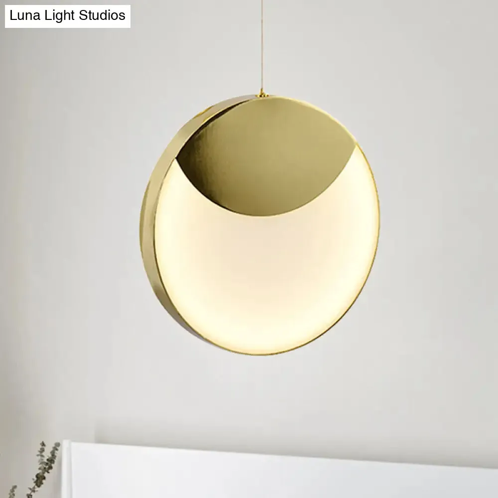 LED Gold Milk Glass Pendant Ceiling Lamp for Modern Living Room"