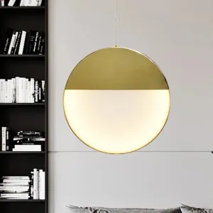 LED Gold Milk Glass Pendant Ceiling Lamp for Modern Living Room"