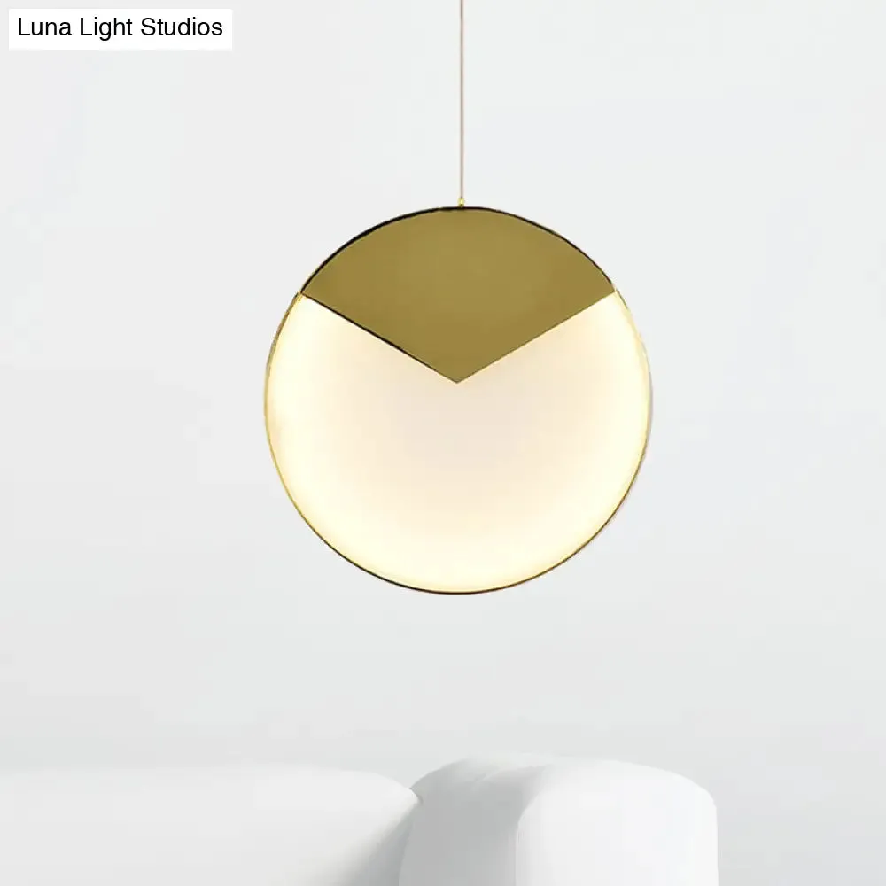 LED Gold Milk Glass Pendant Ceiling Lamp for Modern Living Room"