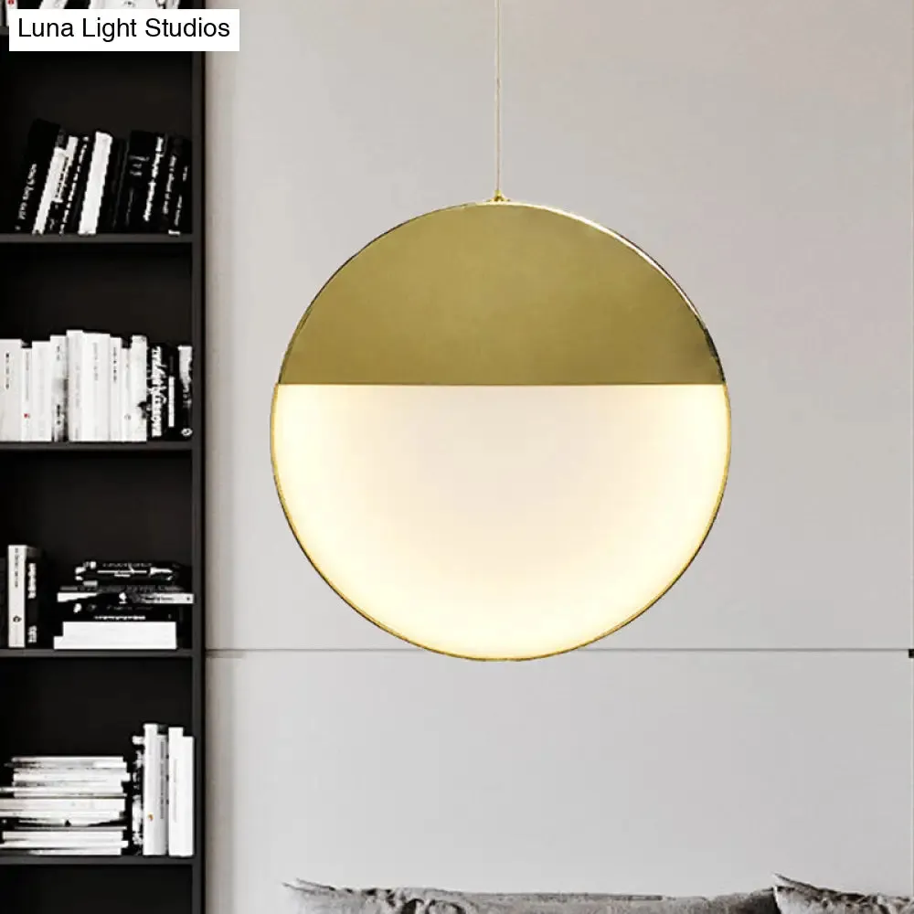 LED Gold Milk Glass Pendant Ceiling Lamp for Modern Living Room"