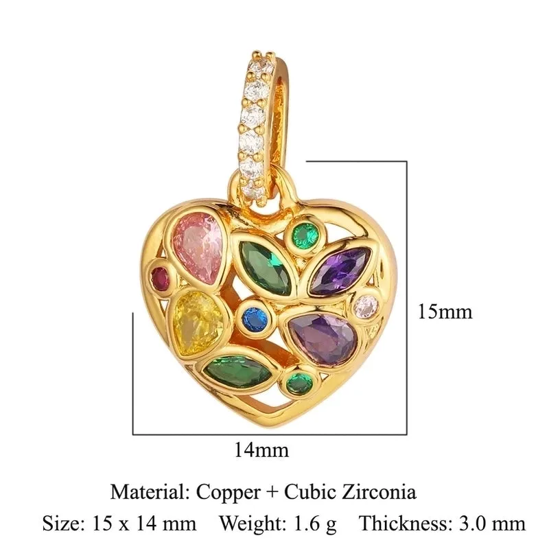 Luxurious Star Heart Shape Owl Copper Plating Inlay Zircon 18k Gold Plated Charms Jewelry Accessories