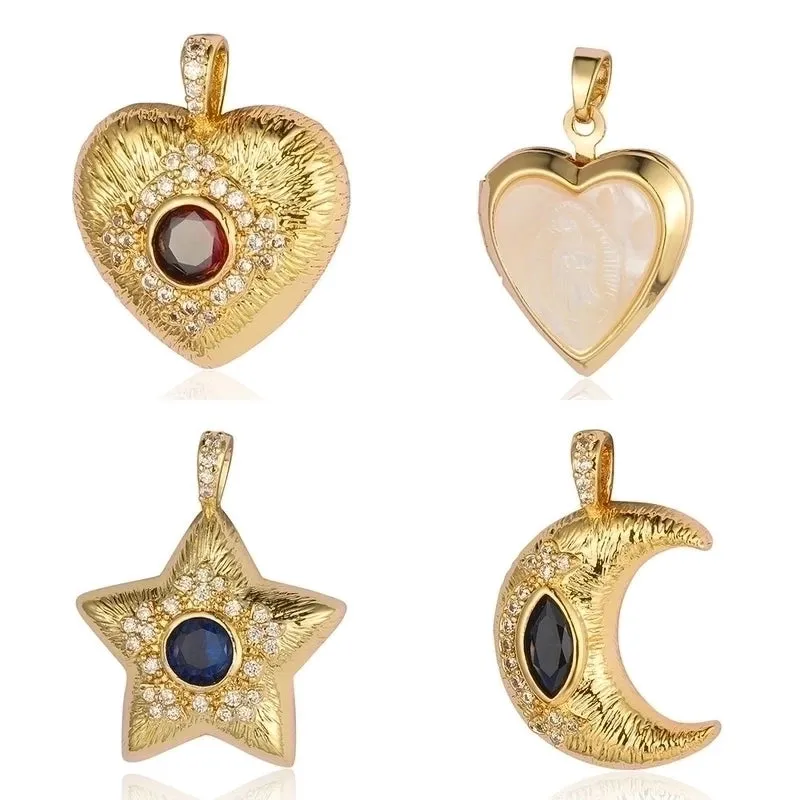 Luxurious Star Heart Shape Owl Copper Plating Inlay Zircon 18k Gold Plated Charms Jewelry Accessories