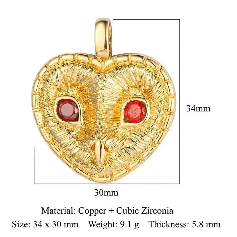 Luxurious Star Heart Shape Owl Copper Plating Inlay Zircon 18k Gold Plated Charms Jewelry Accessories