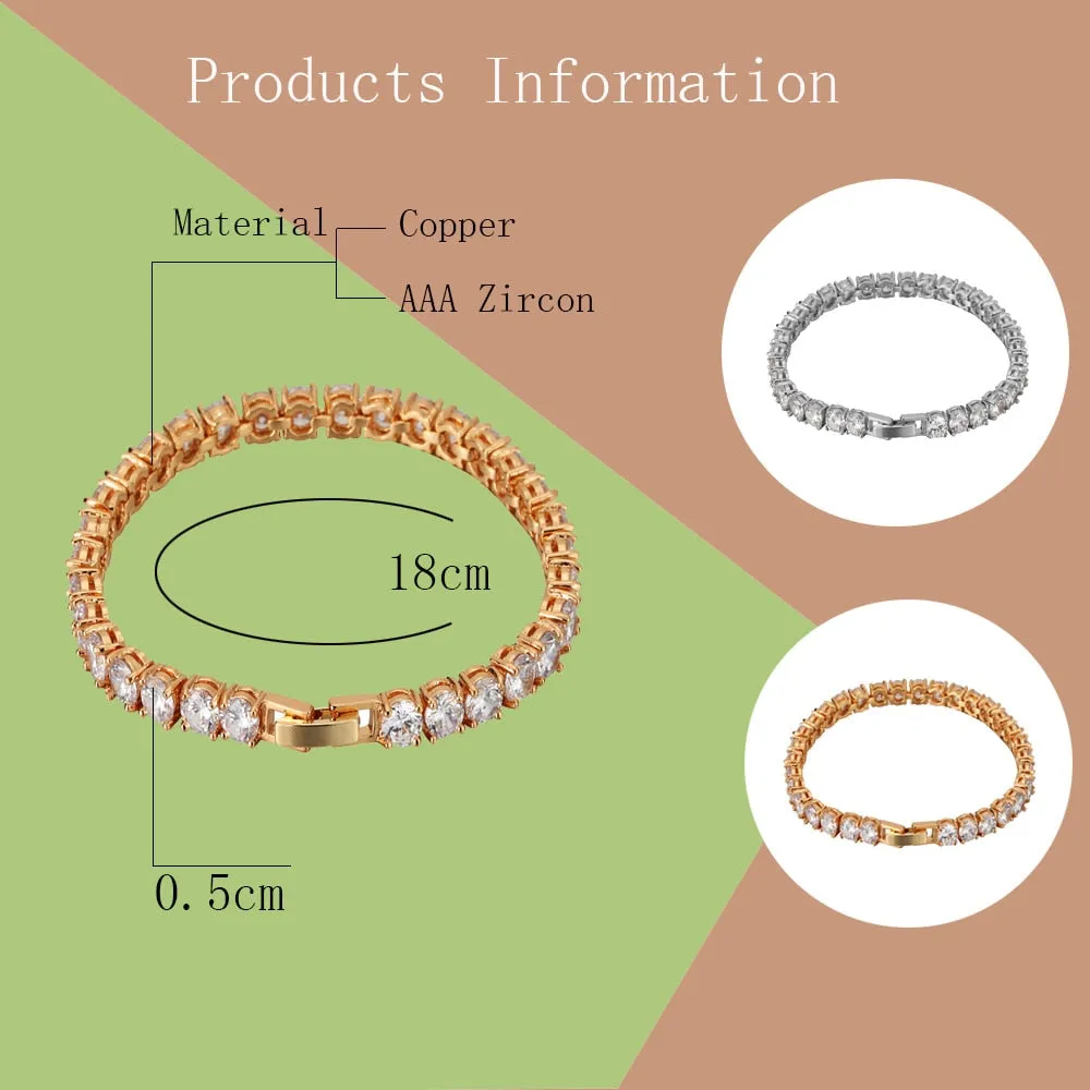 Luxury Iced Out Bracelet Gold Color Cubic Zirconia