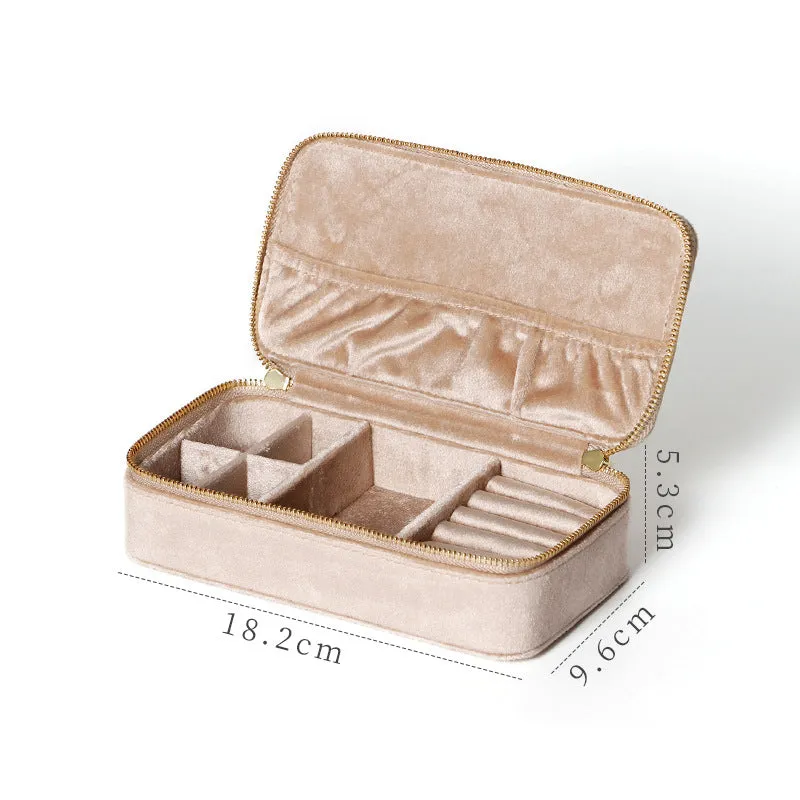 Luxury Velvet Jewelry Box Storage Rings Earrings Display Rectangle Jewelry Organizer Box Portable Jewelry Box Women Gifts,1PC