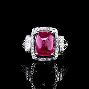 #LVNA2024 | Natural Cabochon Pink Ruby Gemstones Diamond Ring 18kt