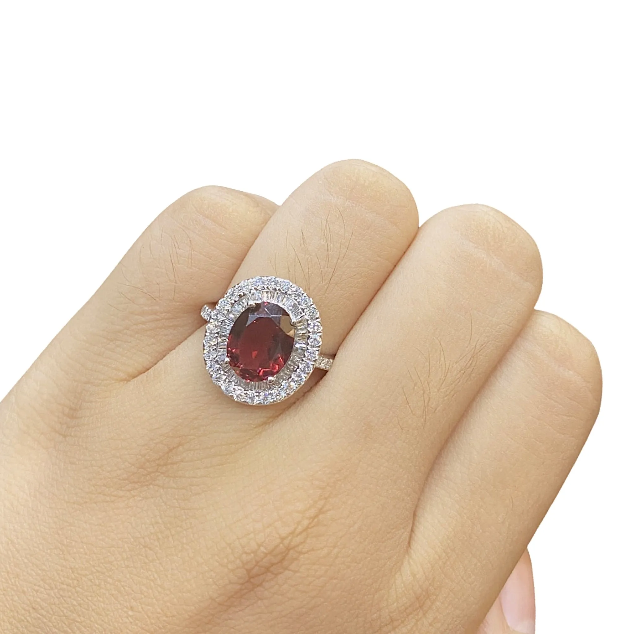 #LVNAPP | Oval Ruby Gemstones Halo Diamond Ring 14kt