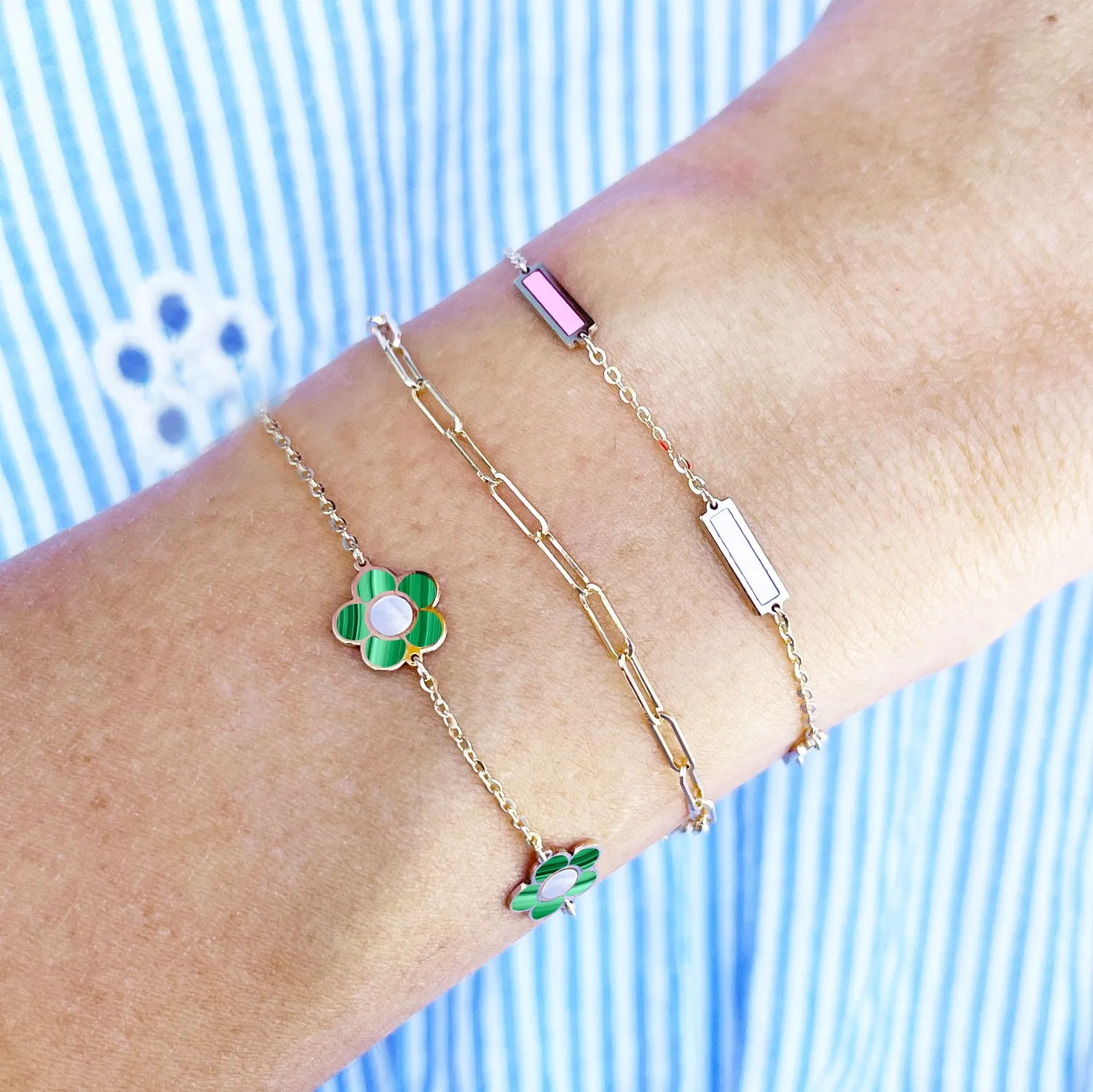 Malachite Daisy Bracelet