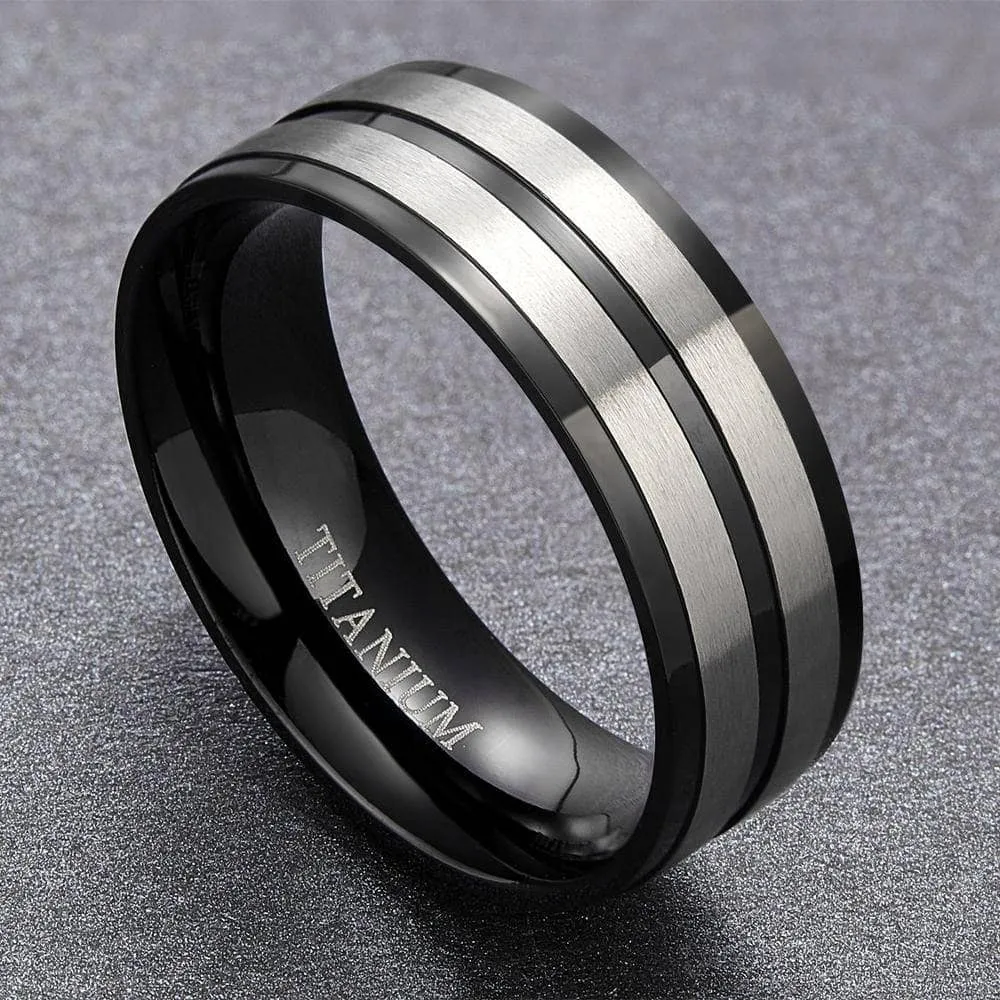 Matte Black Titanium Men's Wedding Band