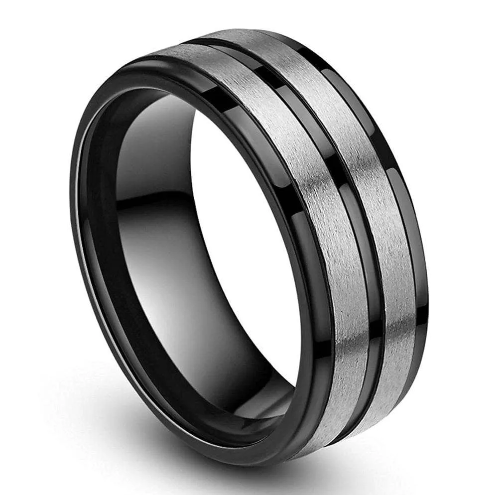 Matte Black Titanium Men's Wedding Band