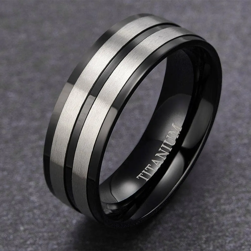 Matte Black Titanium Men's Wedding Band