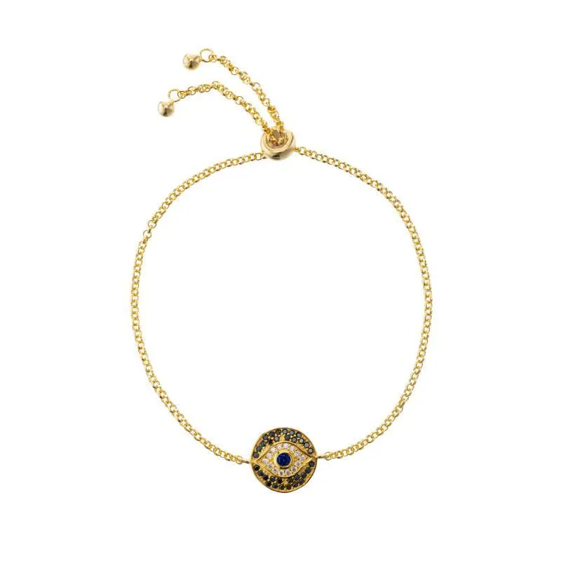 Melrose CZ Pavé Evil Eye Bolo Bracelet