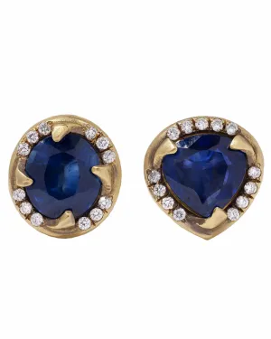 Mixed Sapphire and Diamond Studs