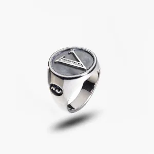 MONETA Silver Initial V Ring