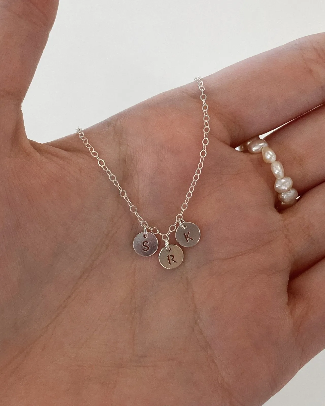 Multi Letter Coin Necklace  - Sterling Silver