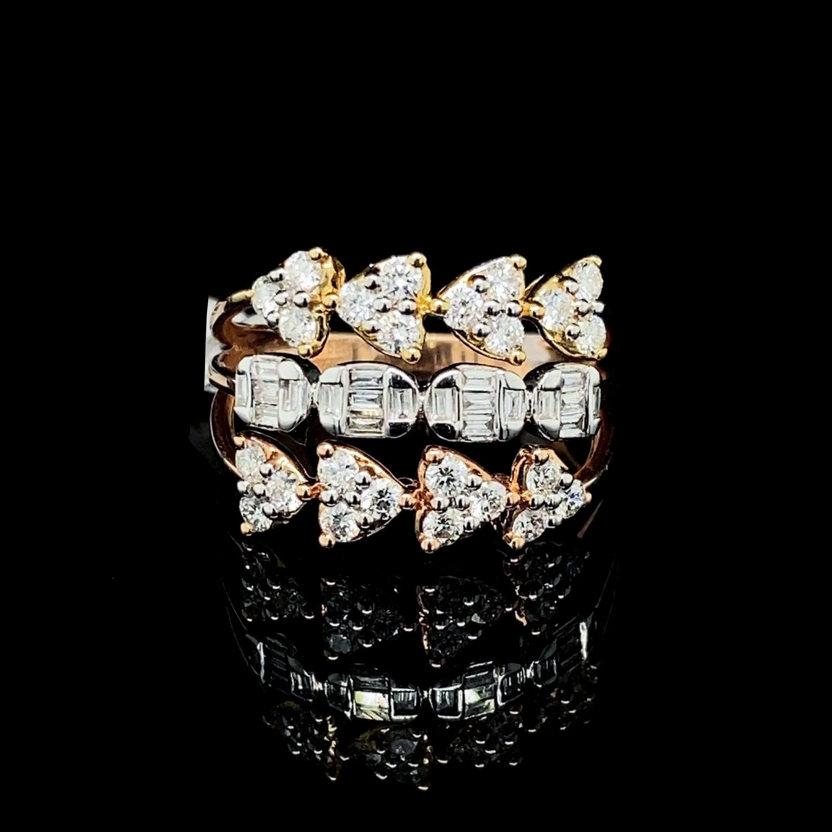 Multi-Tone Layered Diamond Ring 14kt