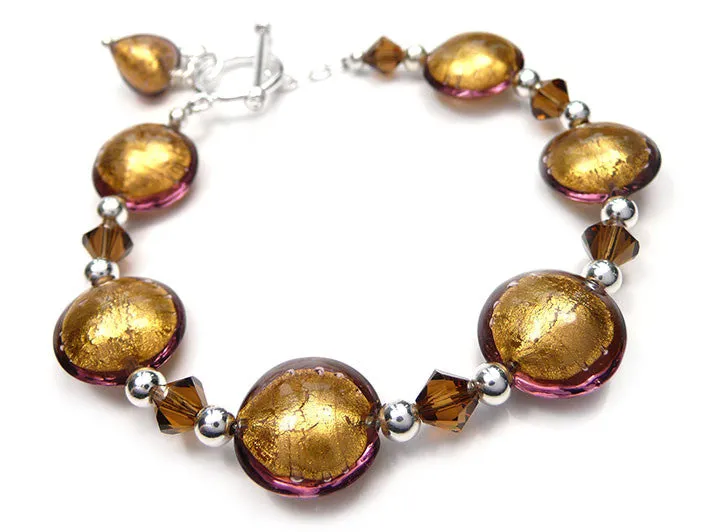 Murano Glass Bracelet - Chocolate Lentil