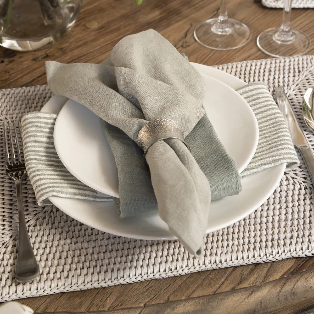 Napkin Ring Metal Textured Silver