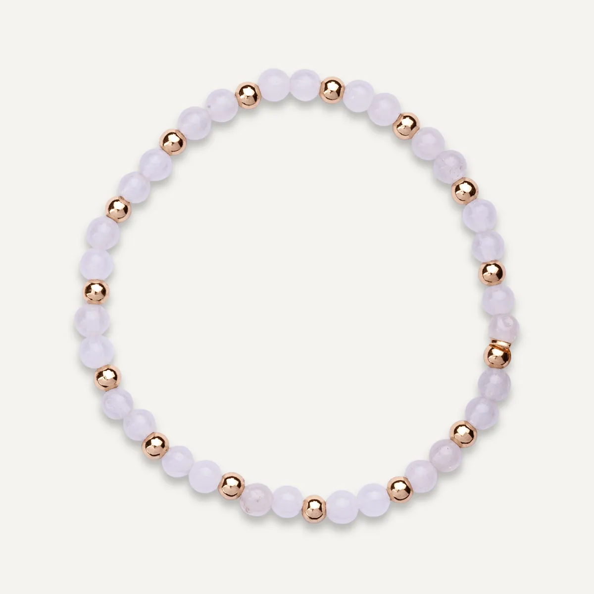 Natural Moonstone and Crystal Elasticated Bracelet In Gold-Tone