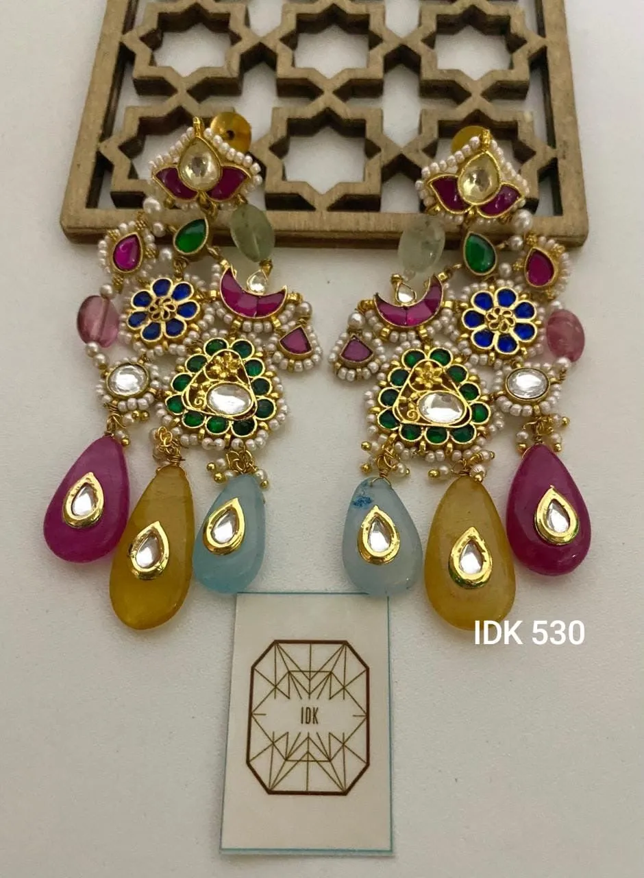 Navratan inspired Kundan earrings bridesmaid styled earrings