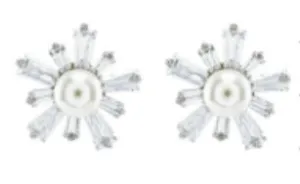 Neviah Pearl and Crystal Bridal Stud Earring