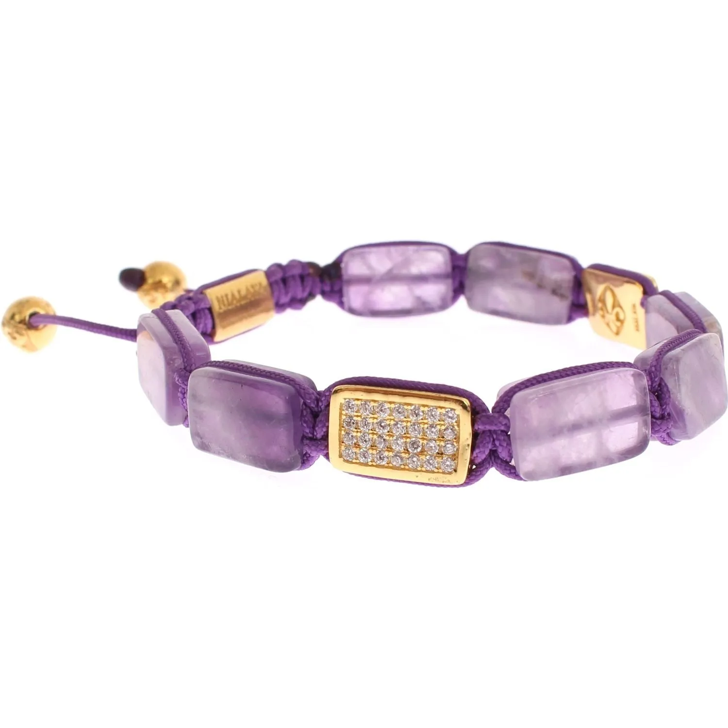 Nialaya Dazzling Diamond Gold-Plated Amethyst Bracelet