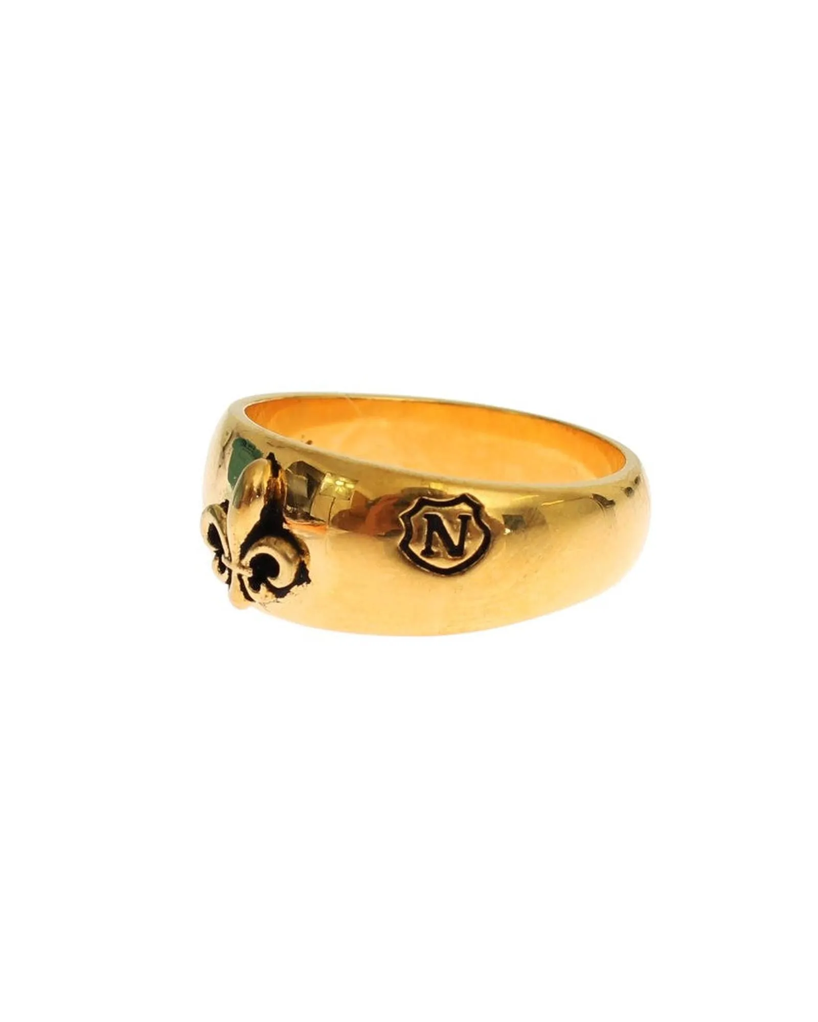 Nialaya Fleur De Lis Ring for Men Gold Stainless Steel