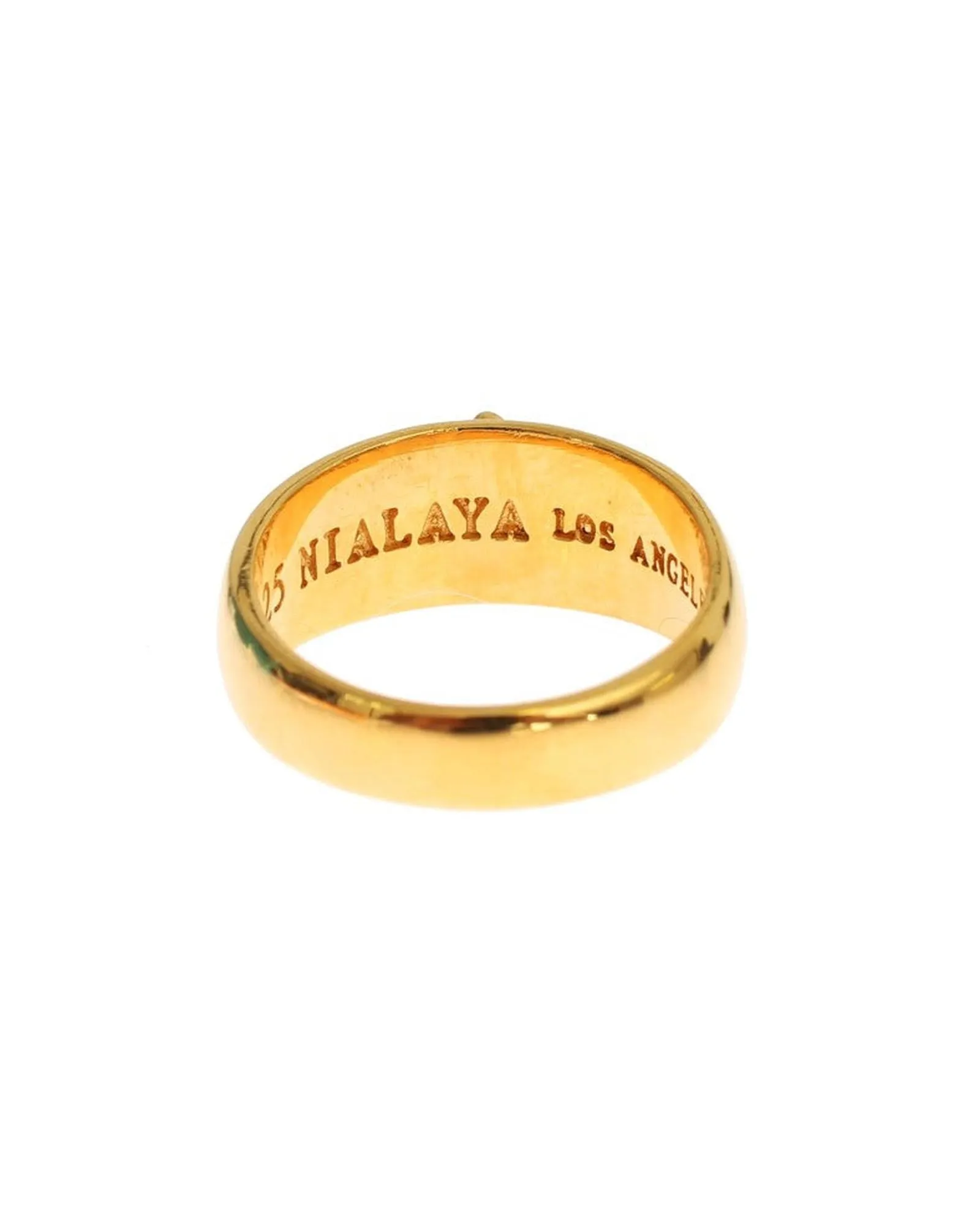 Nialaya Fleur De Lis Ring for Men Gold Stainless Steel