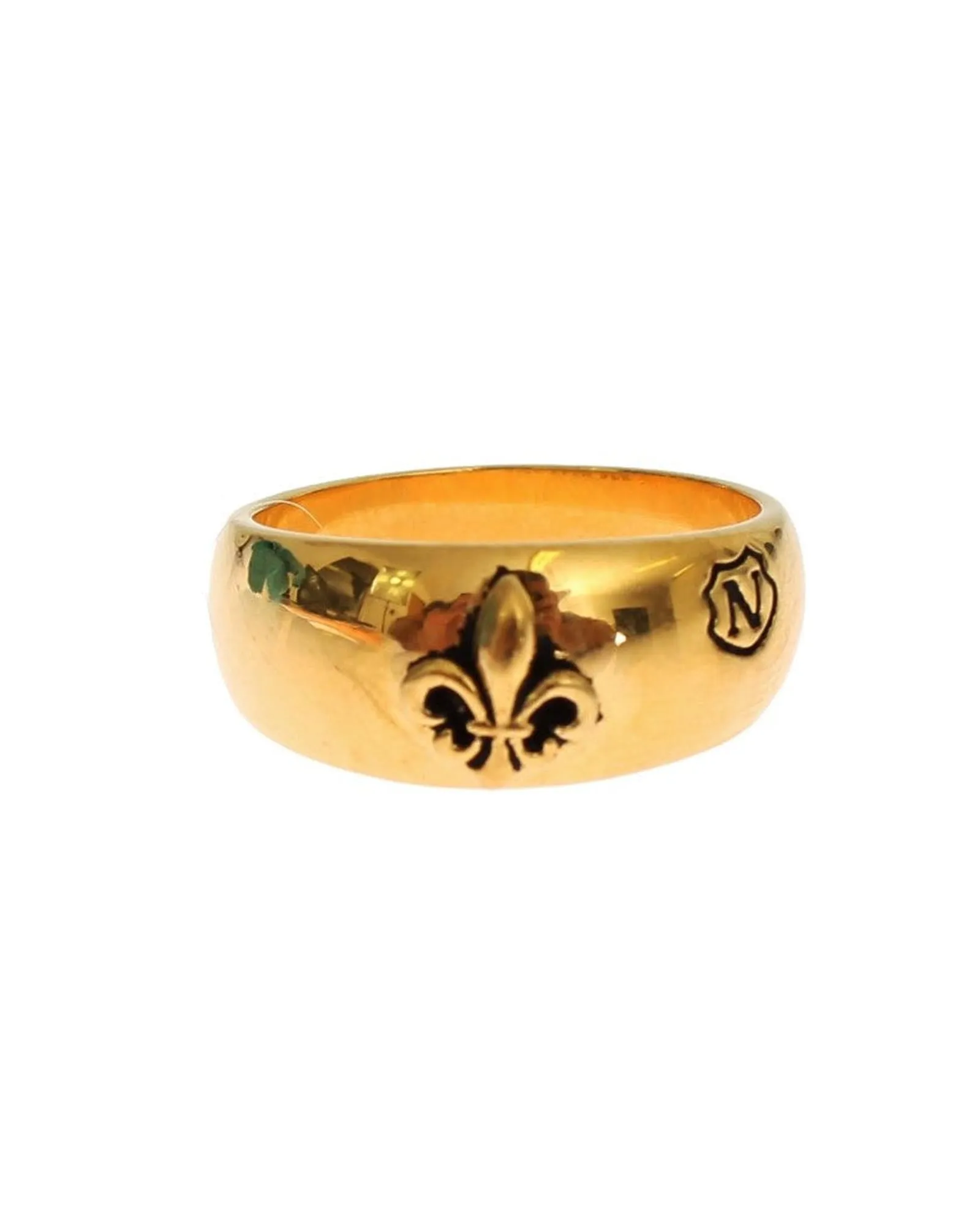 Nialaya Fleur De Lis Ring for Men Gold Stainless Steel