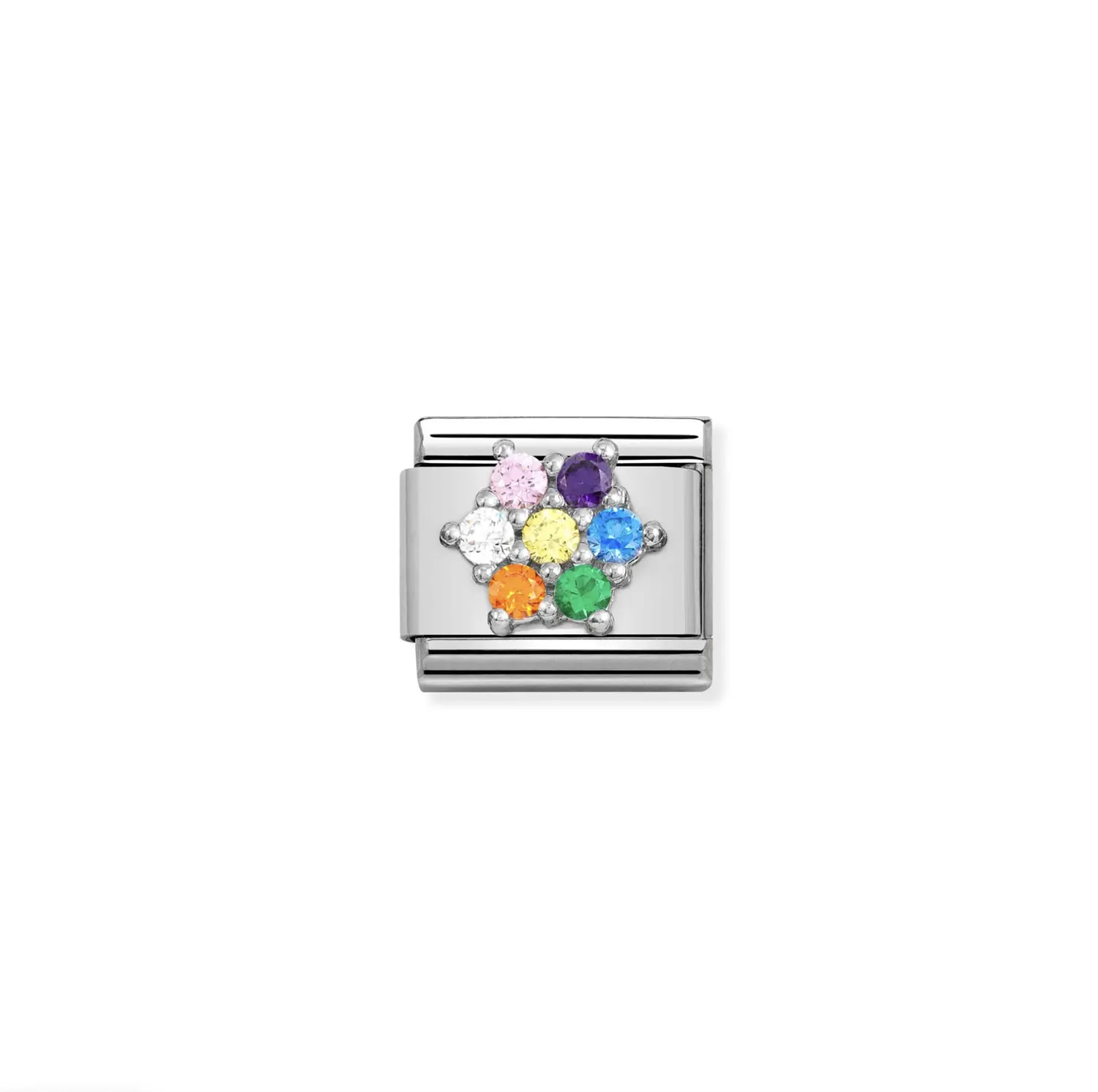 Nomination - Link SYMBOLS  925 sterling silver RICH RAINBOW flower