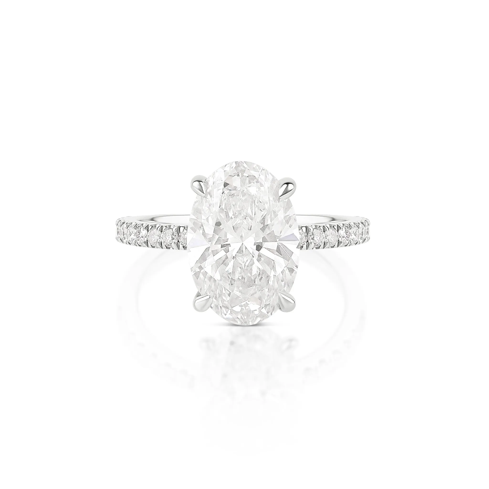 Oval Cut Lab Diamond on Pave Band Ring - IGI Certified - IGI Certified