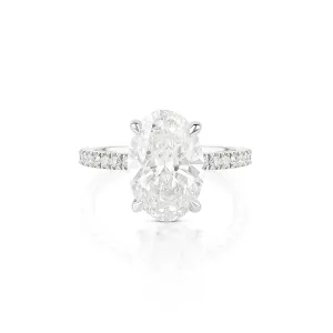 Oval Cut Lab Diamond on Pave Band Ring - IGI Certified - IGI Certified