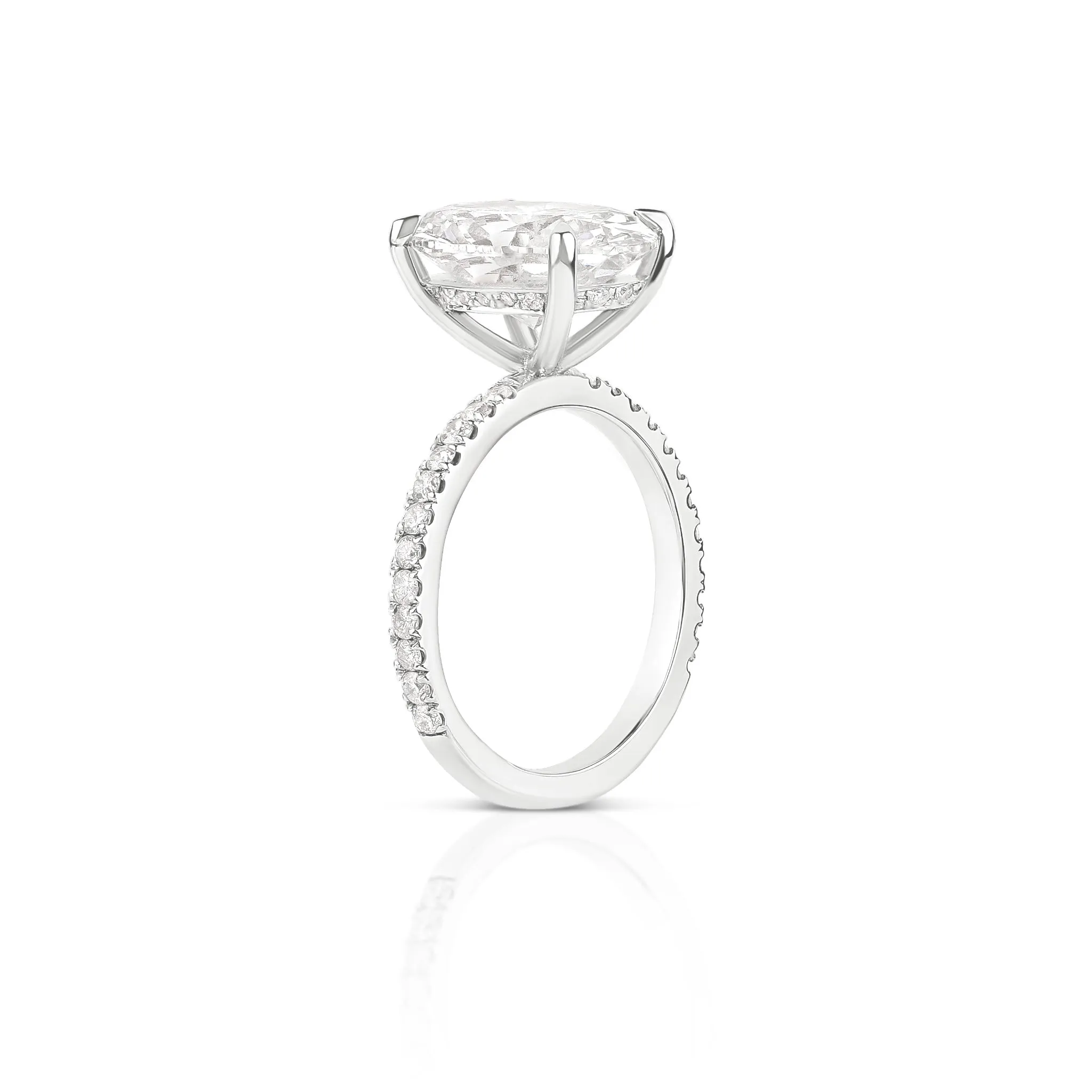 Oval Cut Lab Diamond on Pave Band Ring - IGI Certified - IGI Certified