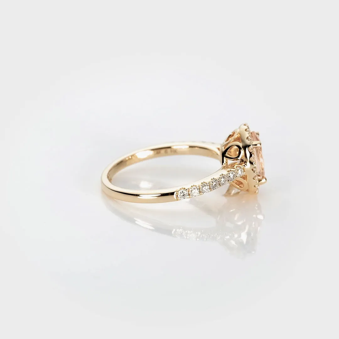 Oval Morganite Halo Ring Rose Gold - Suna